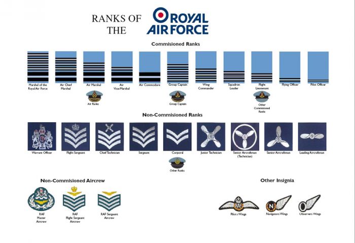 A3 Ranks of the Royal Air Force RAF Poster