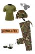 Kids Army Camo Pack 10 - Tshirt, Pants, Helmet, Dog Tags, Camo Paint and Bombsite Sign 