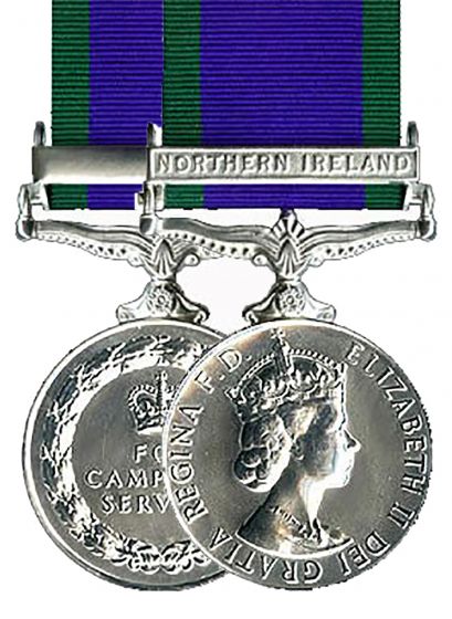 Official Miniature General Service Medal - Northern Ireland Clasp + Ribbon GSM
