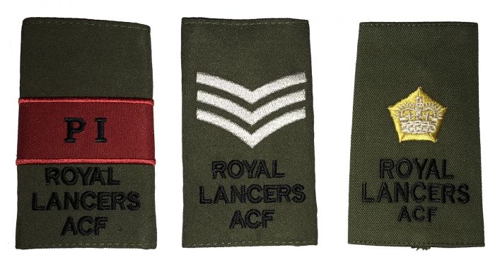 Royal Lancers ACF Army Cadet Force Rank Slides (All Ranks)