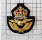 RAF Officers Forage Cap Badge - Kings Crown - Wire Embroided