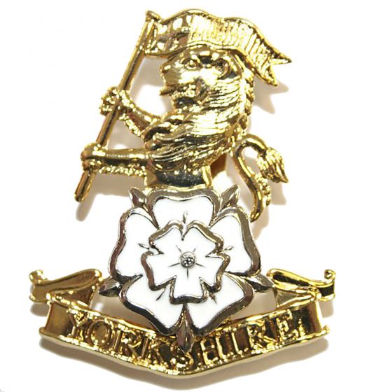 Issue Yorkshire Regiment Gilt and White Enamel Cap Badge