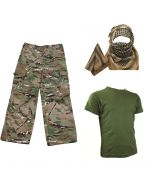 Kids Pack 2 HMTC Trousers, Olive T-shirt & Shemagh 
