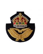 RAF Officers Beret Badge - Kings Crown - Wire Embroided