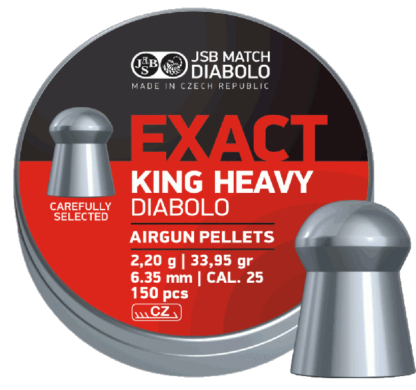 JSB Exact King Heavy MKII .25 Pellets, Tin of 300