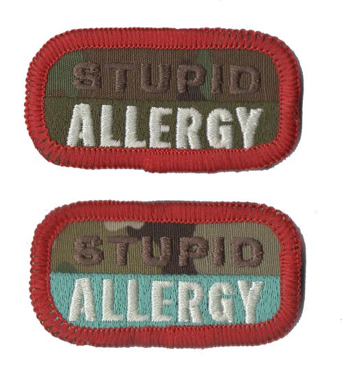 STUPID ALLERGY (Pair) - MTP Velcro Backed Morale Patch