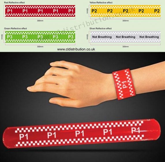 NHS TEN SECOND Triage Slap Bands (Casualty labelling following triage)