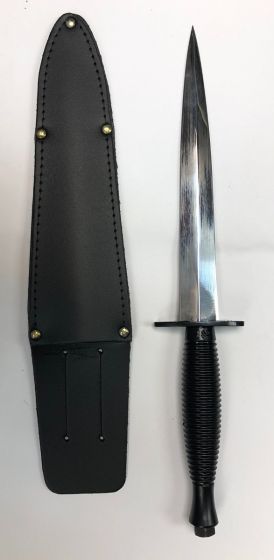 Genuine Fairbairn Sykes Commando Knife - Bright Carbon Steel Blade + Belt Sheath