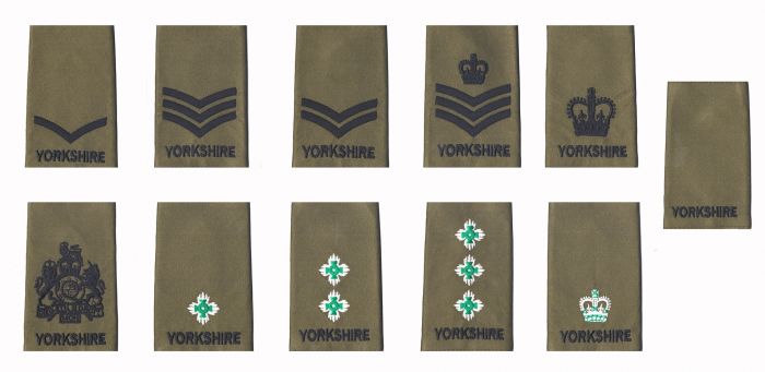 Yorkshire Regiment Olive Green Rank Slide / Eppualette (All Ranks)
