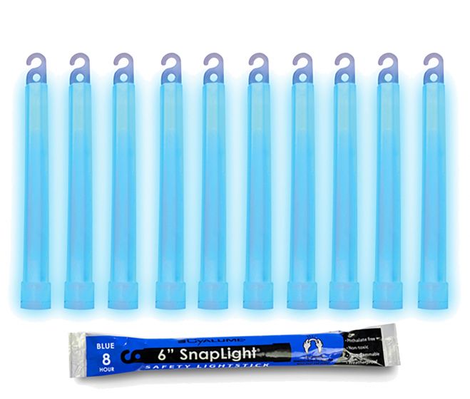 Box of 10 8 Hour 6” SnapLight (15cm) blue lightstick (Cyalume® Branded)