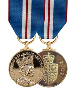 Official Queens Golden Jubilee Miniature Medal and Ribbon 