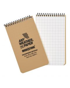 76x130mm Top Spiral Modestone Waterproof Notepad (3"x5" - 100 Pages/50 Sheets)- Military Model - Tan