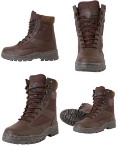 Half Leather Brown Combat Boots
