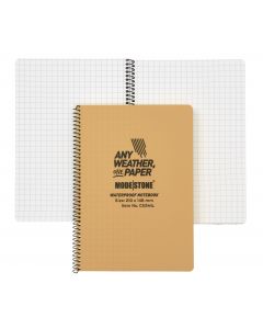 A5 Side Spiral Modestone Waterproof Notepad (100 Pages/50 Sheets) - Military Model - Tan
