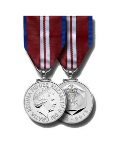 Official Queens Diamond Jubilee Miniature Medal and Ribbon