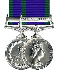 Official Miniature General Service Medal - Northern Ireland Clasp + Ribbon GSM
