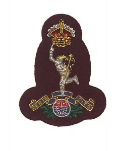 Royal Signals Officers Wire Embroided Maroon Cap / Beret Badge - Kings Crown