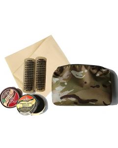 Military Boot Care Kit (Zipped MTP Pouch, Black and Tan KIWI Parade Gloss, Selvyt + 2 Brushes)