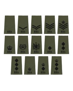royal-horse-artillery-all-rank-slides-displayed-black-on-olive-green-thread