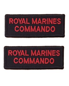 Pair Red on Black Royal Marines Commando Rectangle Flash (VELCRO® Brand Hook Backed)