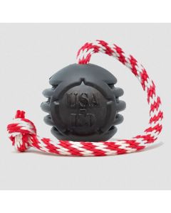USA-K9 Magnum Black Stars and Stripes Ultra-Durable Rubber Chew Toy, Reward Toy, Tug Toy, and Retrieving Toy - Black