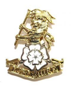 Issue Yorkshire Regiment Gilt and White Enamel Cap Badge